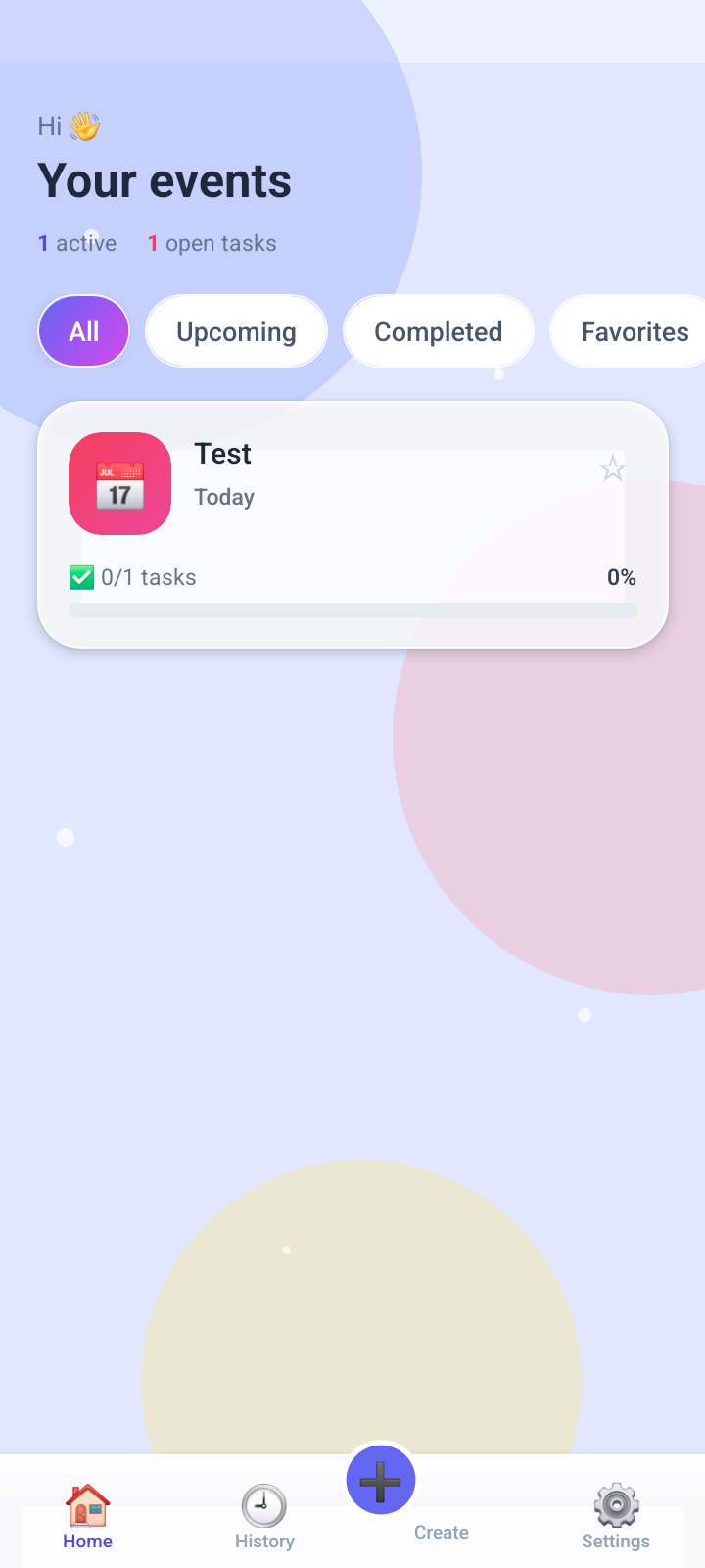 Event Listify home screen